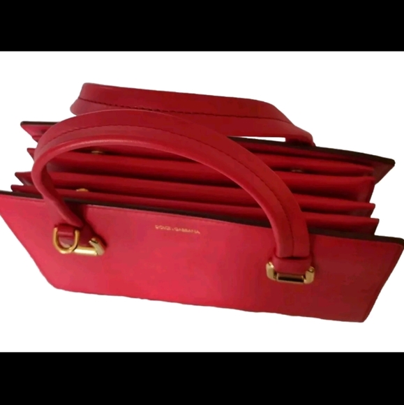 DOLCE & GABBANA RED LEATHER MINI TOTE WITH MIRROR - Picture 6 of 15